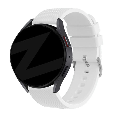 Silicone Strap 'Deluxe', white, on a watch, 3/4 front view
