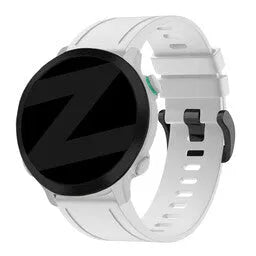 Buckled Silicone Strap, white, on a watch, 3/4 front view