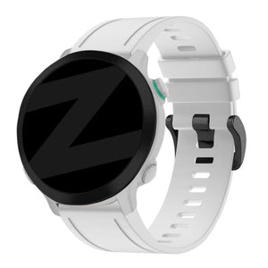 Buckled Silicone Strap, white, on a watch, 3/4 front view