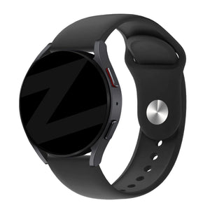 Silicone Sport Strap 'Deluxe', black, on a watch, 3/4 front view