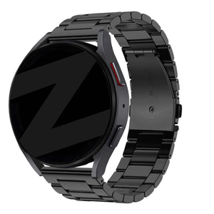 Steel Strap 'Classic', black, on a watch, 3/4 front view