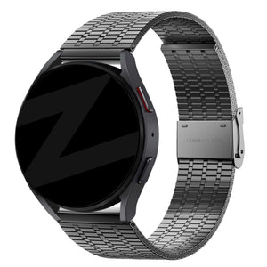 Adjustable Steel Strap, black, on a watch, 3/4 front view