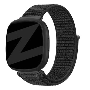 Nylon Loop Strap, black, on a watch, 3/4 front view
