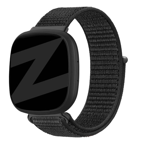 Nylon Loop Strap, black, on a watch, 3/4 front view