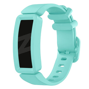 Silicone Strap, aqua, on a watch, 3/4 front view