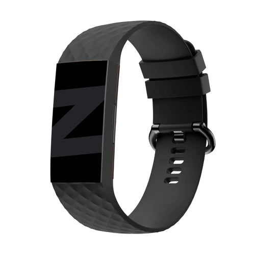 Silicone Strap 'Classic', black, on a watch, 3/4 front view