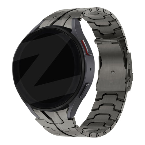 Steel Strap 'Iron', graphite, on a watch, 3/4 front view