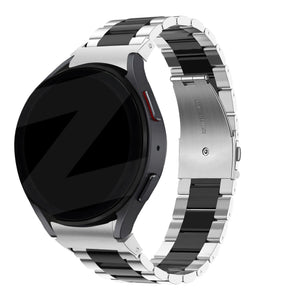 Steel Strap 'Classic', silver/black, on a watch, 3/4 front view