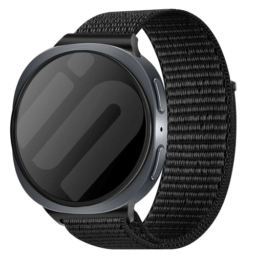 Nylon Strap, black, on a watch, 3/4 front view