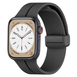 D-Buckle Silicone Strap, black, on a watch, 3/4 front view