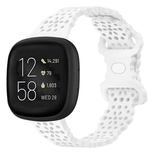 Patterned Silicone Strap, white, on a watch, 3/4 front view