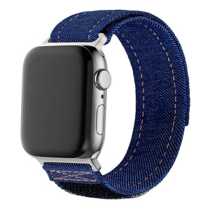 Nylon Denim Strap, blue, on a watch, 3/4 front view