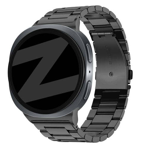 Steel Strap 'Classic', black, on a watch, 3/4 front view