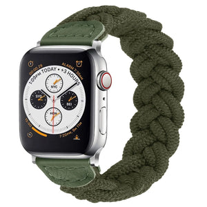 Twisted Nylon Strap, army green, on a watch, 3/4 front view