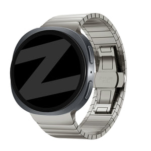 Steel Strap 'One Bead', titanium, on a watch, 3/4 front view