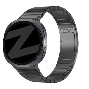 Titanium Strap 'One Bead', black, on a watch, 3/4 front view