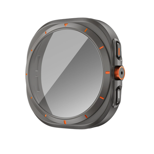Bandz Funda de PC cuadrada con vidrio Samsung Galaxy Watch 7 - 44 mm (gris titanio)
