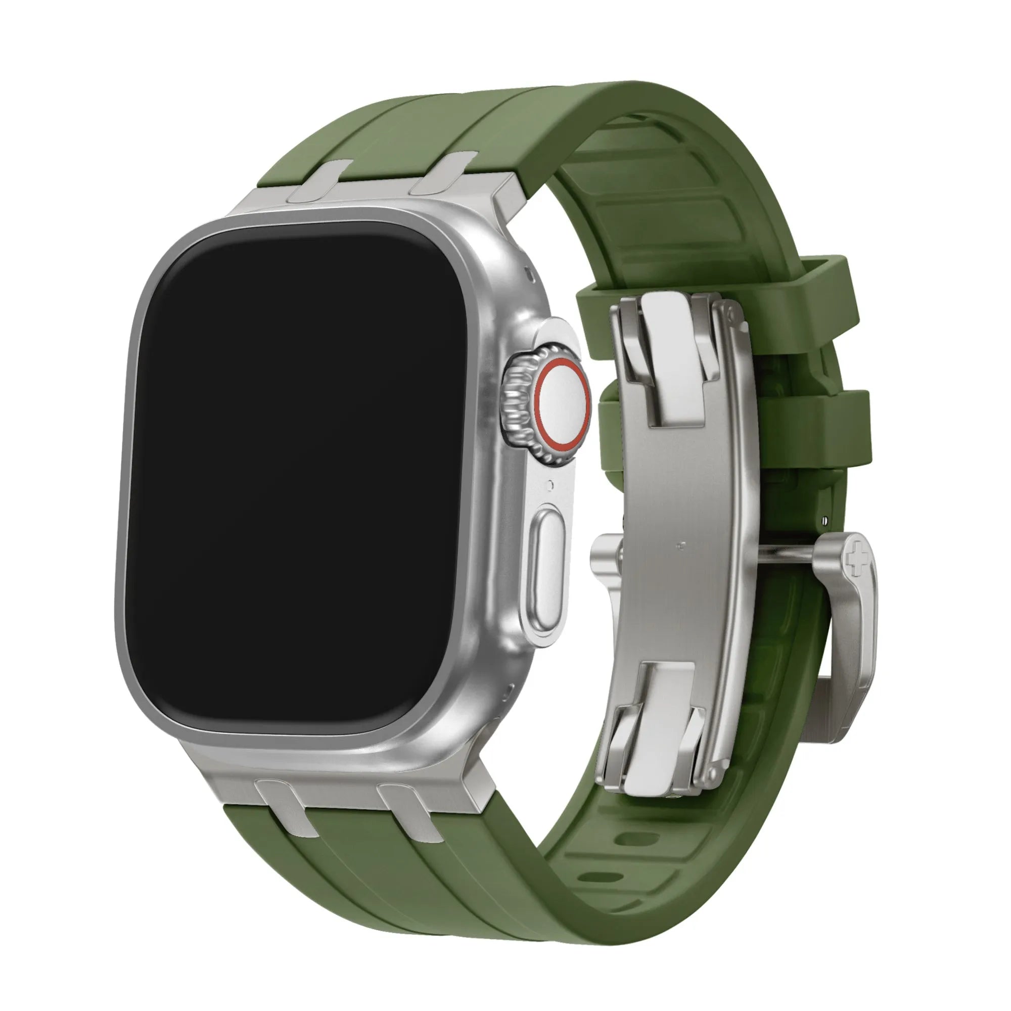 BALR. Correa de silicona Apple Watch Ultra Liquid (verde/titanio)