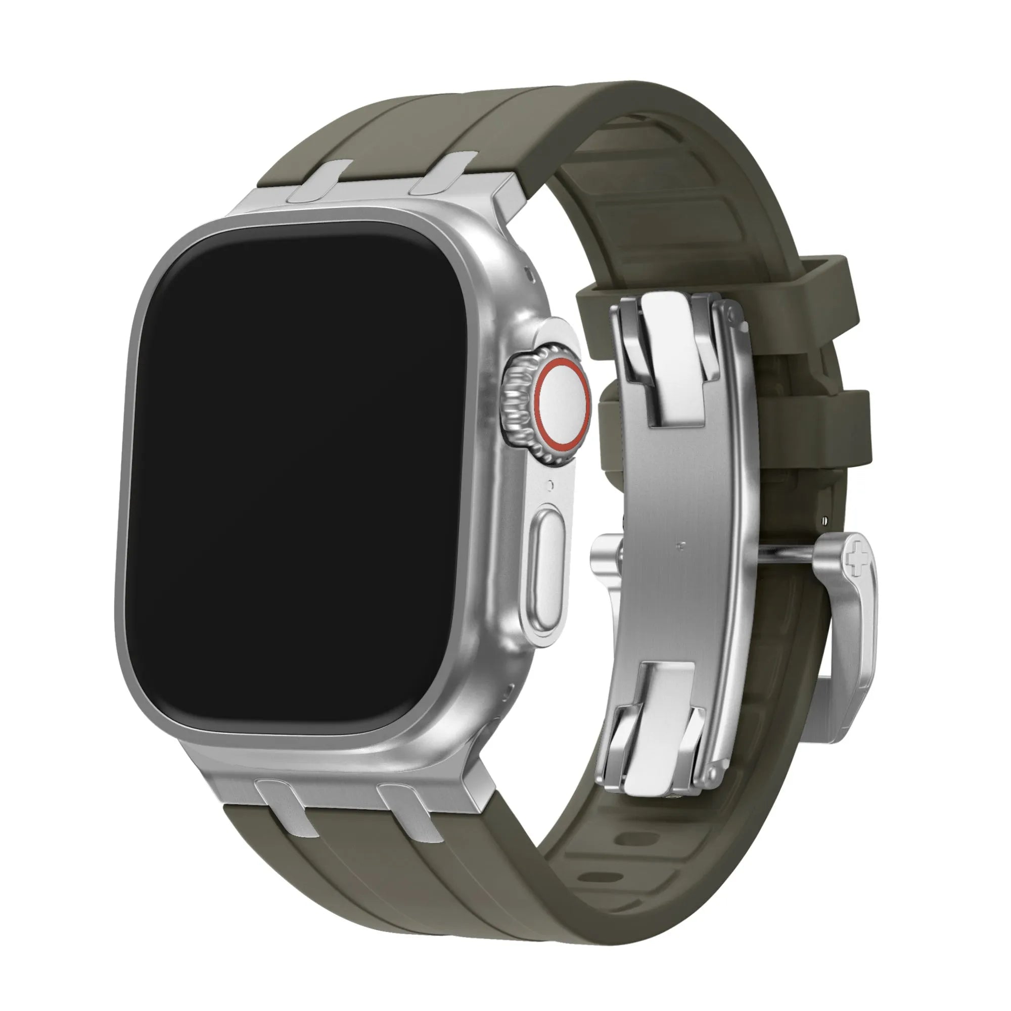 BALR. Correa de silicona Apple Watch Ultra Liquid (marrón/plata)