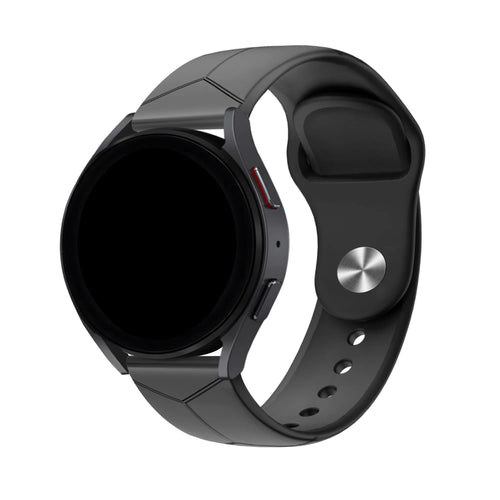 Silicone Hexagons Sport Strap, black, on a watch, 3/4 front view
