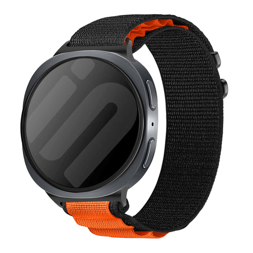 Alpine Nylon Strap, black, on a watch, 3/4 front view