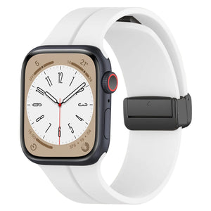 D-Buckle Silicone Strap, white, on a watch, 3/4 front view