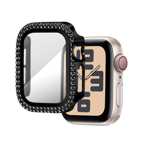 Bandz Funda diamante con vidrio Apple Watch 10/11 - 42mm (negro)