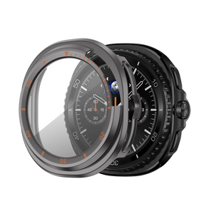 Bandz Samsung Galaxy Watch 8 Classic Bezel Cover with Glass (Titanium Grey/Orange)