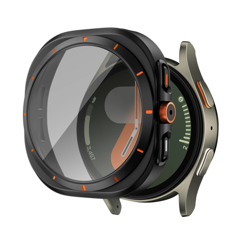 Bandz Funda de PC cuadrada con vidrio Samsung Galaxy Watch 7 - 44 mm (negro)