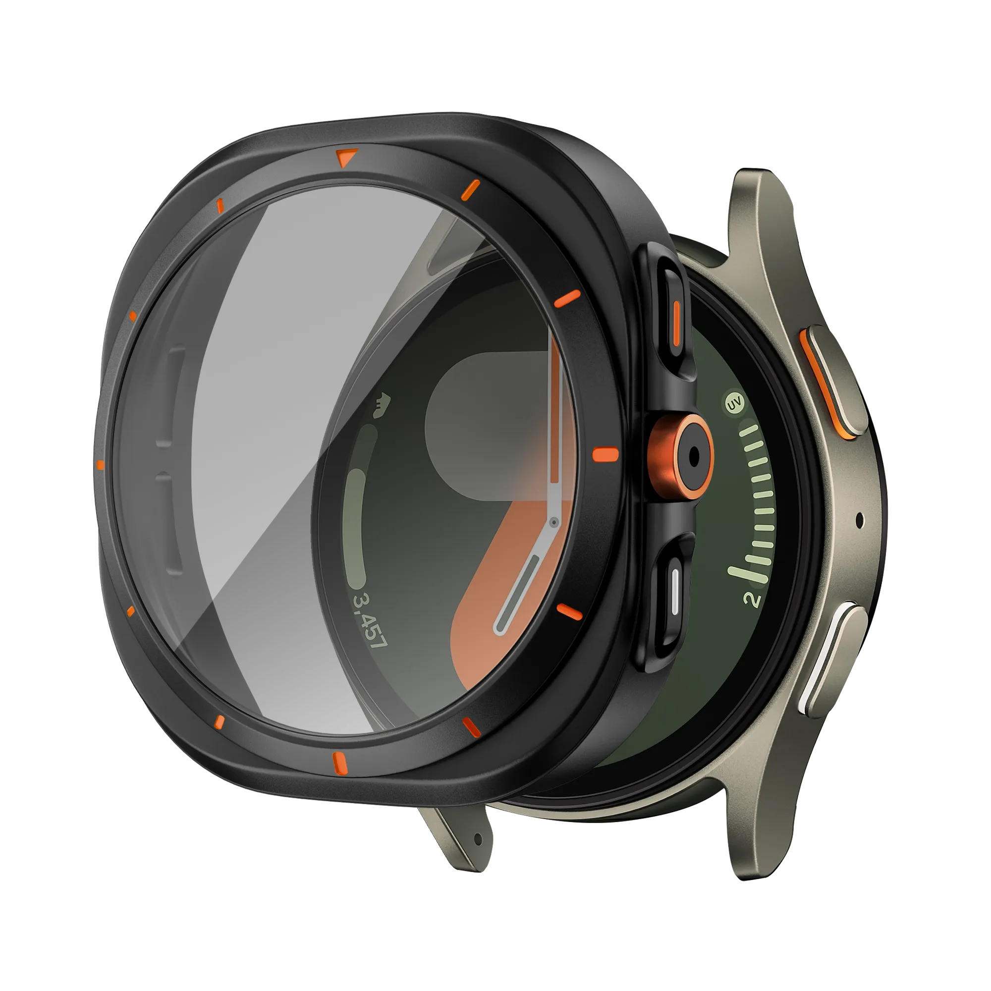 Bandz Funda de PC cuadrada con vidrio Samsung Galaxy Watch 7 - 44 mm (negro)