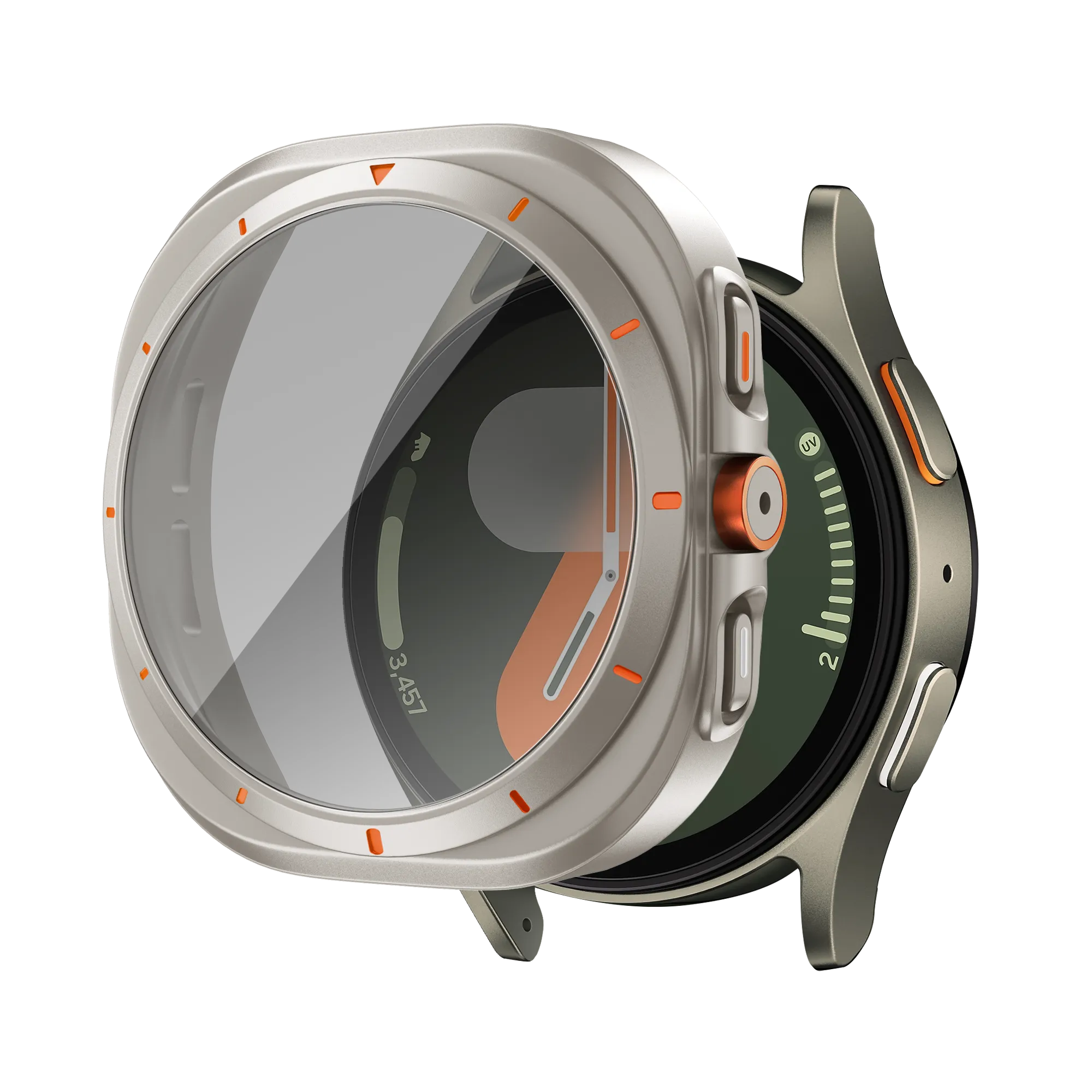 Bandz Funda de PC cuadrada con vidrio Samsung Galaxy Watch 7 - 44 mm (titanio)