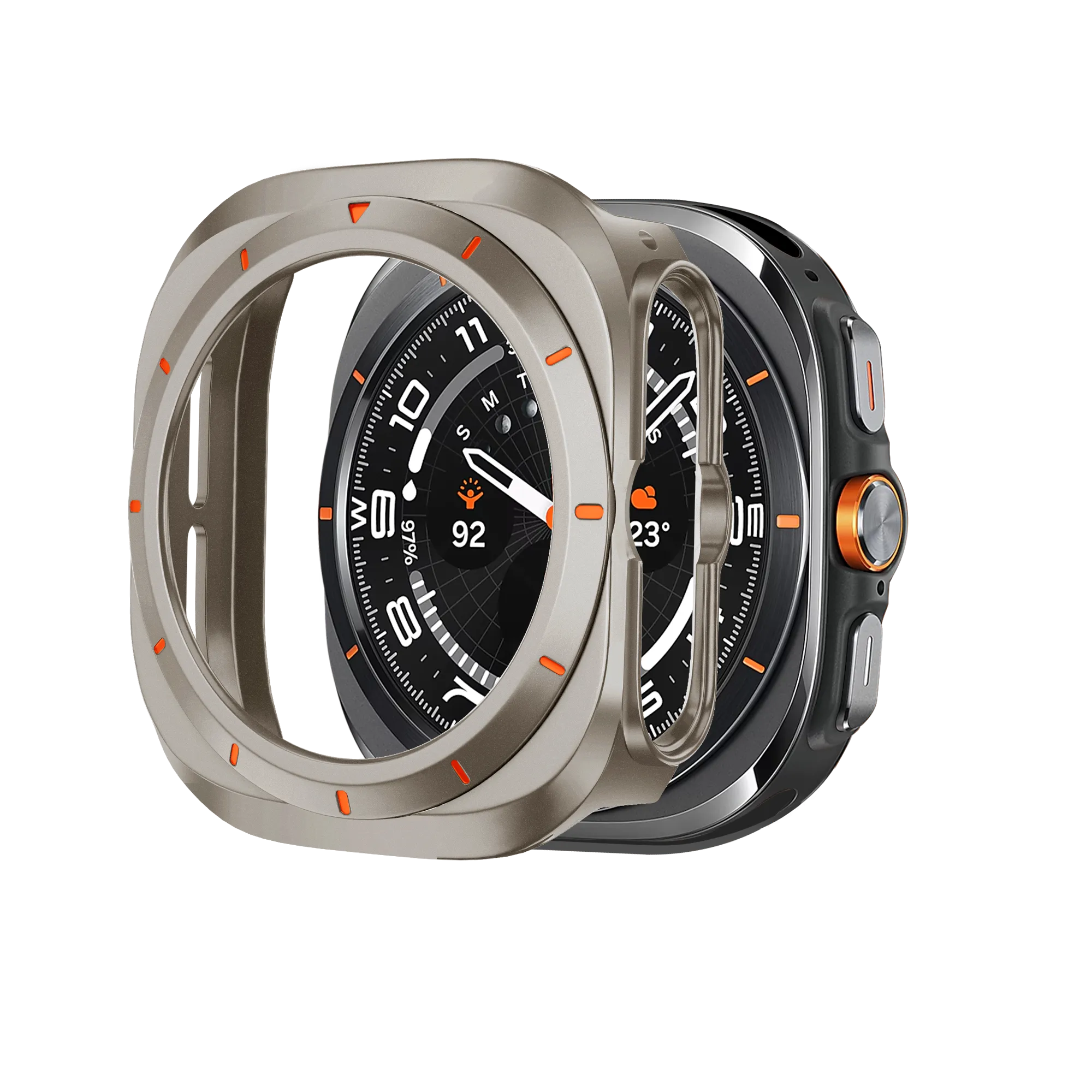 Bandz Samsung Galaxy Watch Ultra Bezel PC Case (Titanium with Orange)