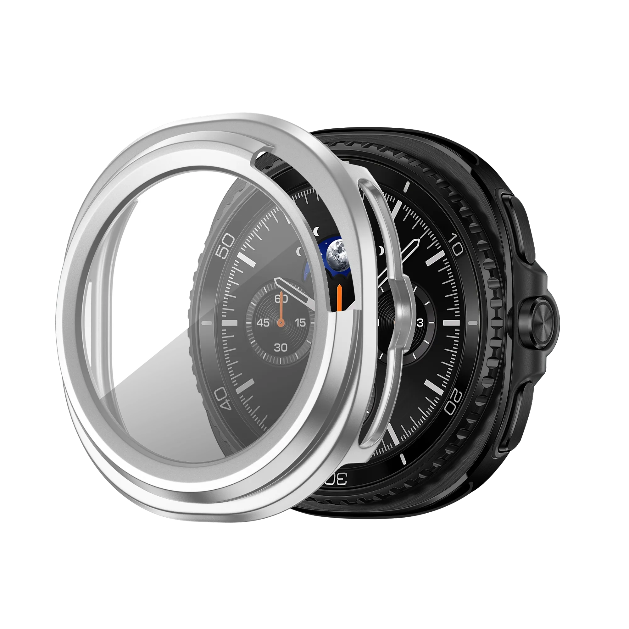 Bandz Funda PC con vidrio Samsung Galaxy Watch 8 Classic (plateado)