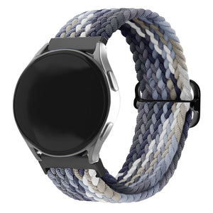 Nylon Adjustable Braided Strap, black/white, on a watch, 3/4 front view