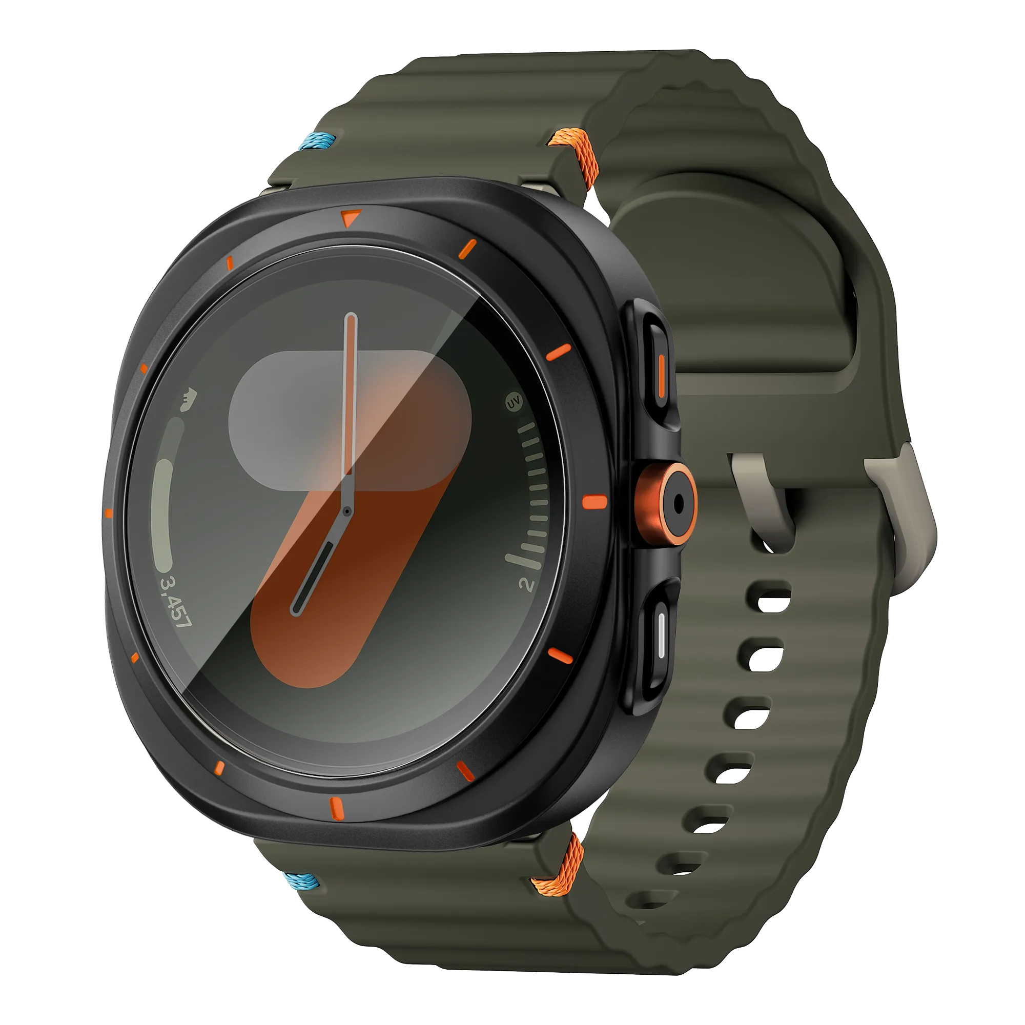 Bandz Funda de PC cuadrada con vidrio Samsung Galaxy Watch 7 - 44 mm (negro)