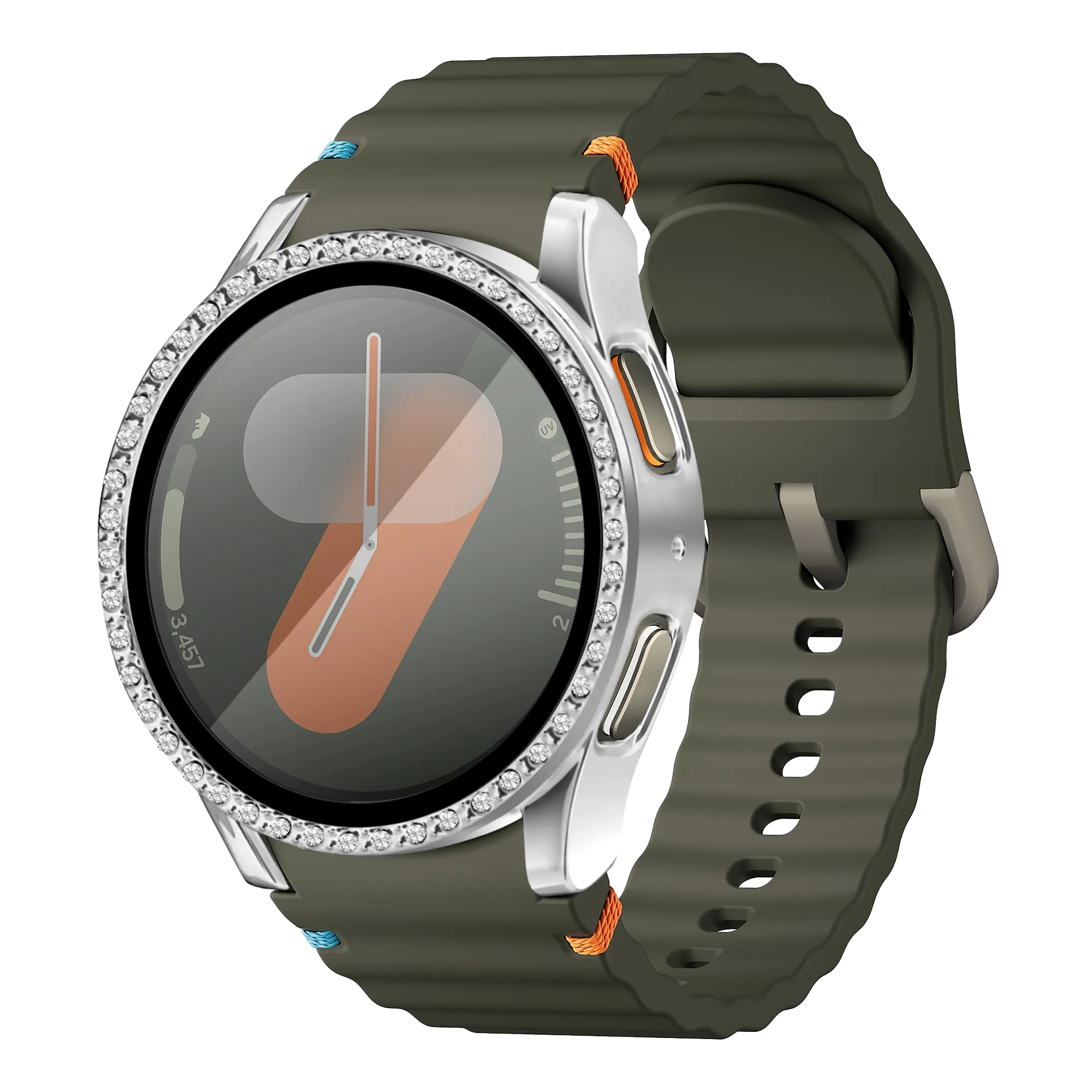 Funda diamante con vidrio Samsung Galaxy Watch 7 - 40mm (plateado)