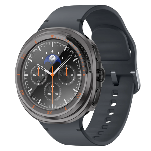 Bandz Funda Bezel con vidrio Samsung Galaxy Watch 8 Classic (gris titanio/naranja)