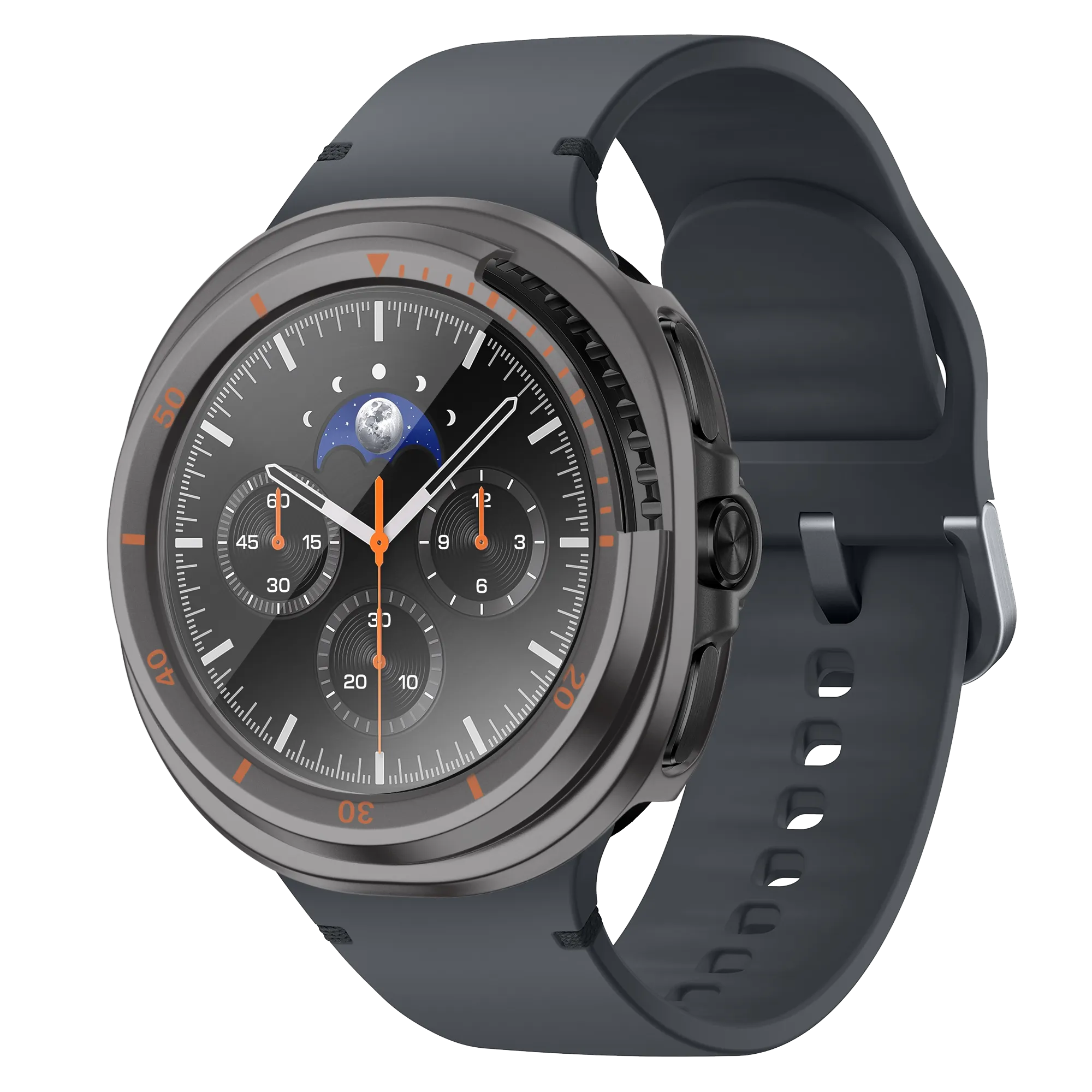 Bandz Funda Bezel con vidrio Samsung Galaxy Watch 8 Classic (gris titanio/naranja)