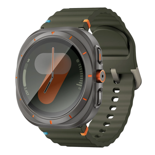 Bandz Funda de PC cuadrada con vidrio Samsung Galaxy Watch 7 - 44 mm (gris titanio)