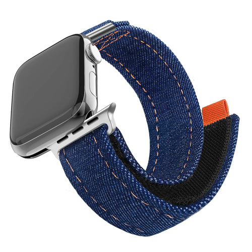 Nylon Denim Strap, blue, on a watch, 3/4 front view