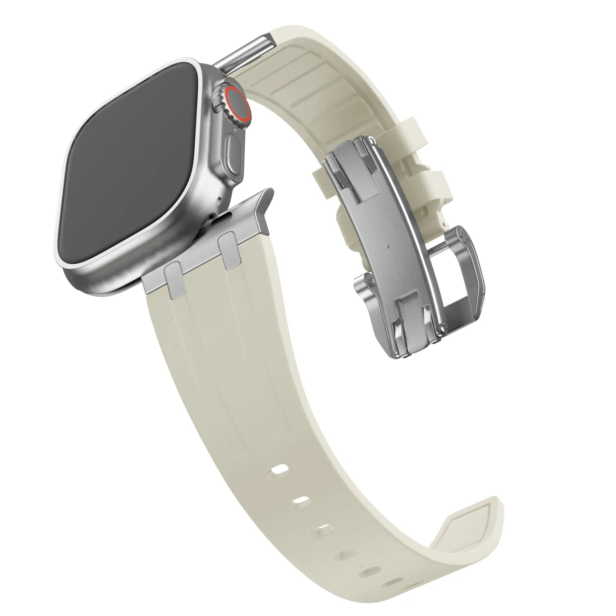 Bandz Correa silicona 'Luxe Liquid' Apple Watch (beige/plateado)