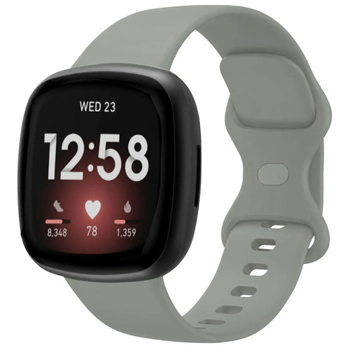 Silicone Strap 'Classic', grey, on a watch, 3/4 front view