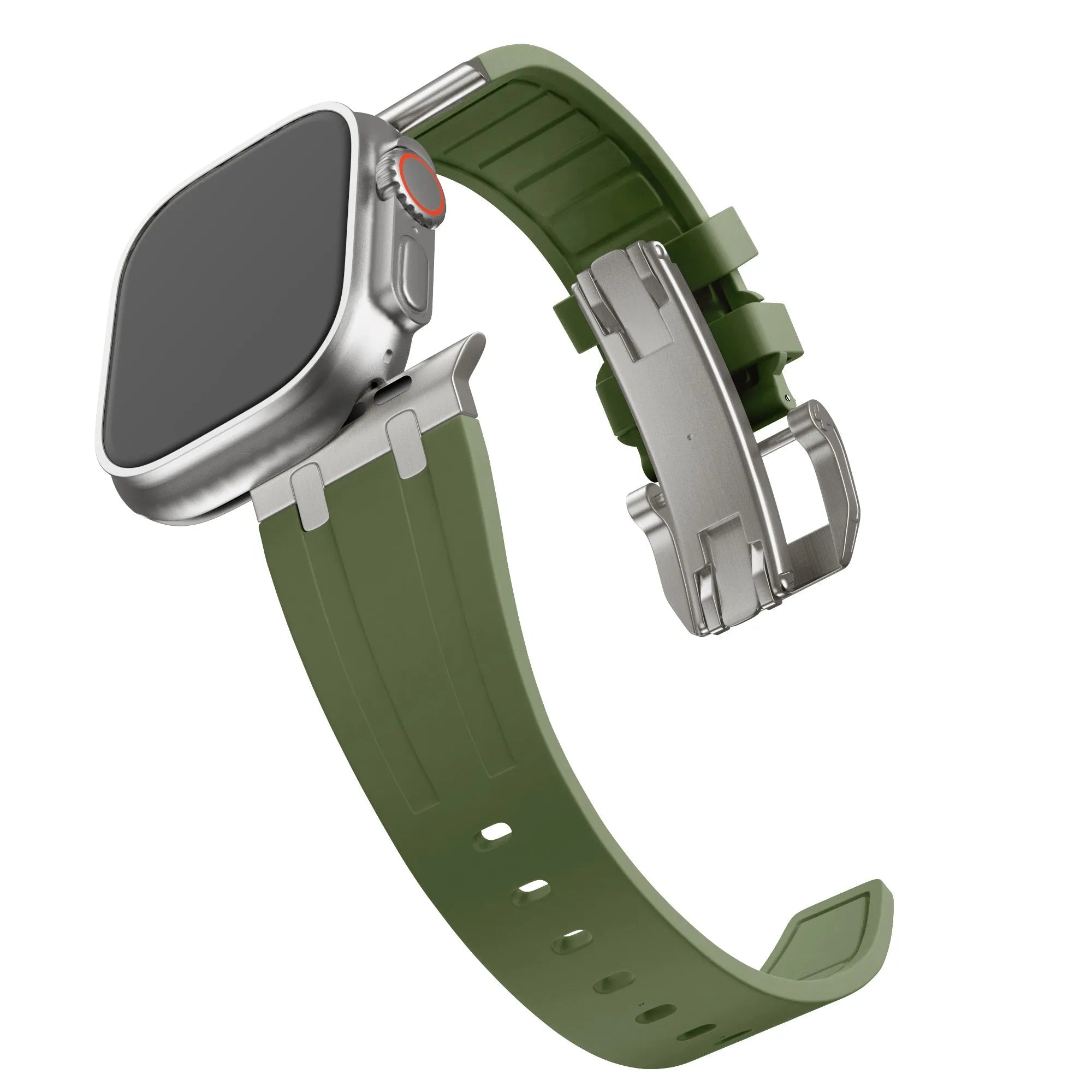 BALR. Correa de silicona Apple Watch Ultra Liquid (verde/titanio)