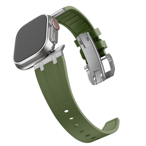 Bandz Correa silicona 'Luxe Liquid' Apple Watch Ultra (verde/plata)