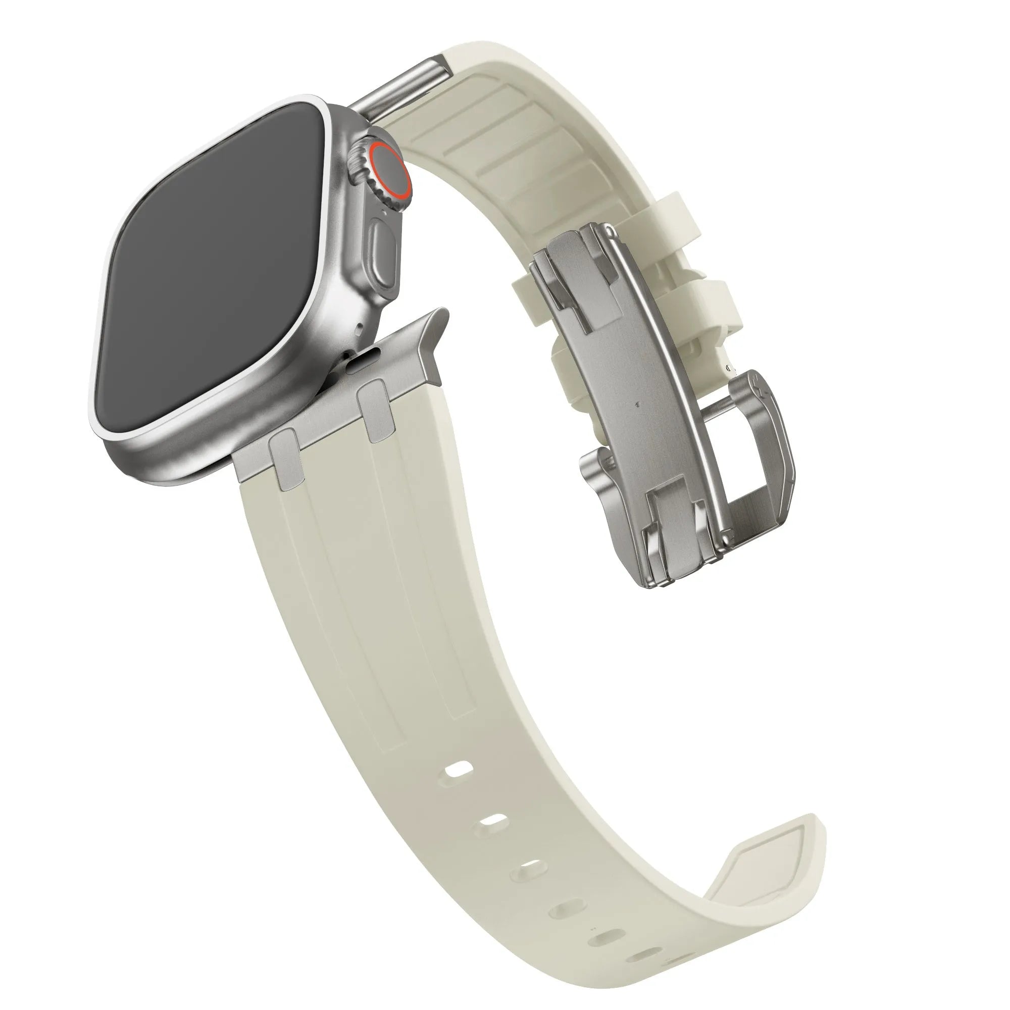BALR. Apple Watch Ultra Liquid Silicone Strap (Beige/Titanium)