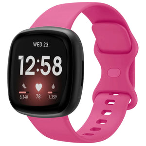 Silicone Strap 'Classic', bright pink, on a watch, 3/4 front view