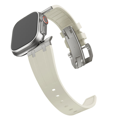 Bandz Correa silicona 'Luxe Liquid' Apple Watch Ultra (beige con titanio)