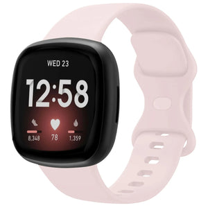 Silicone Strap 'Classic', light pink, on a watch, 3/4 front view