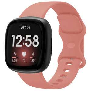 Silicone Strap 'Classic', pink, on a watch, 3/4 front view