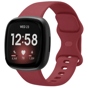 Silicone Strap 'Classic', wine red, on a watch, 3/4 front view